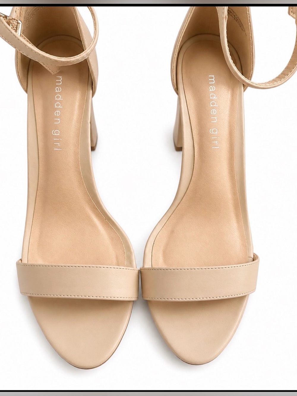 Madden Girl Beella Nude Block Heel Ankle Strap Sandals Size 8